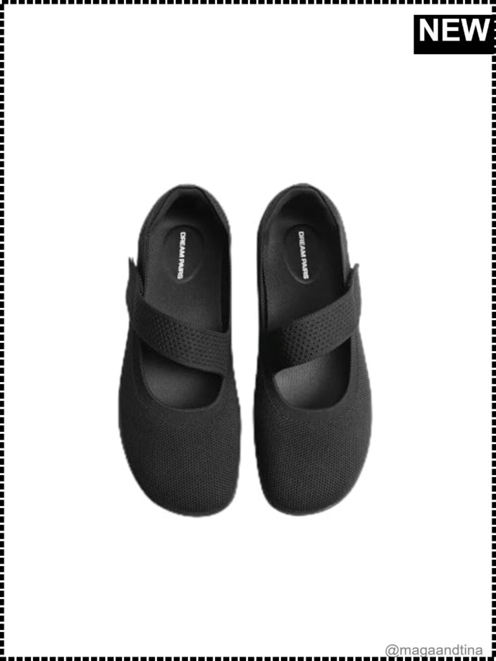 Wide Toe Mary Jane Ballet Flats Stretchy Knit Arch Support Washable